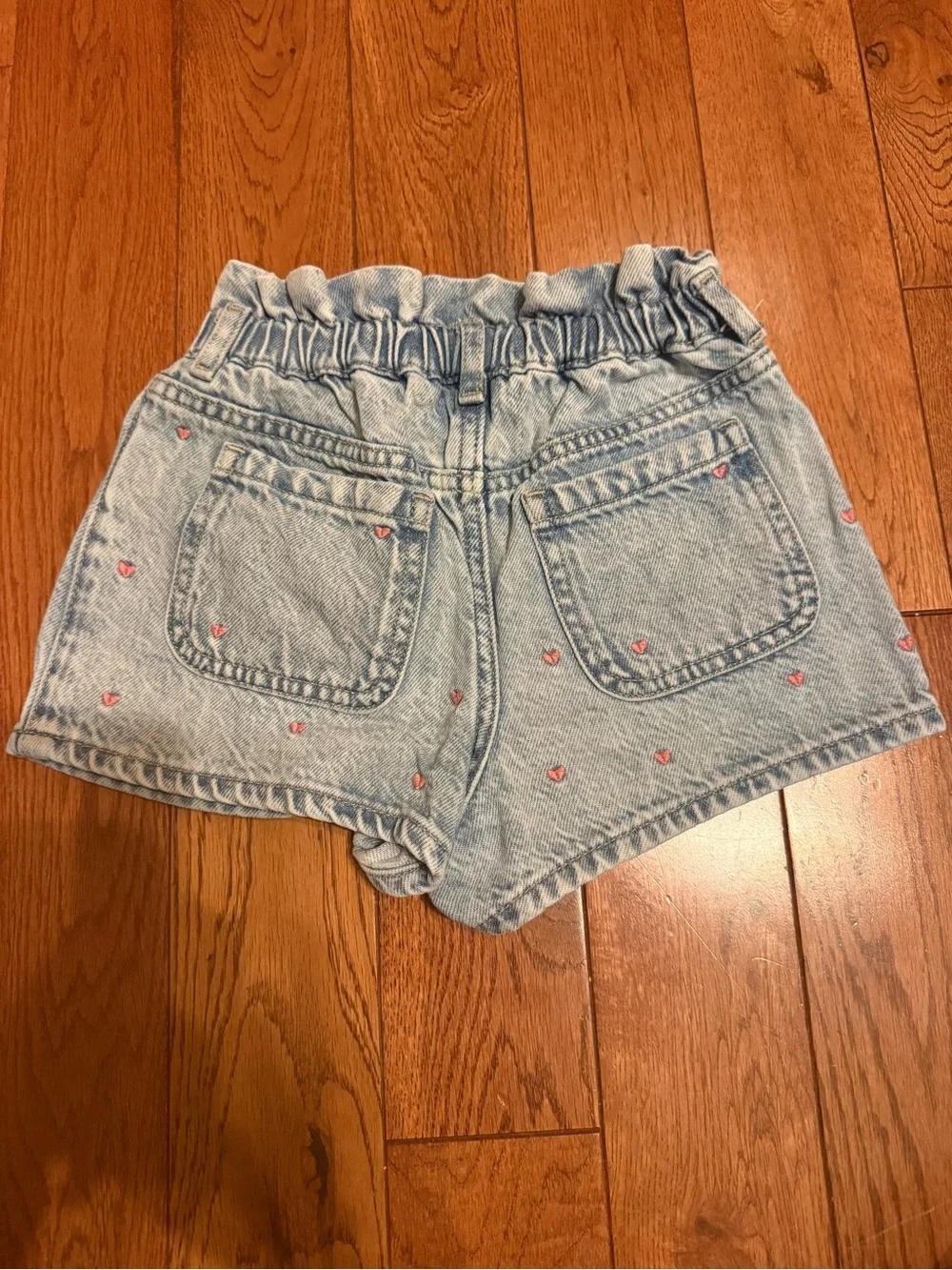 baby GAP Light Blue Denim Shorts with Pink Heart Details Size 5 Years